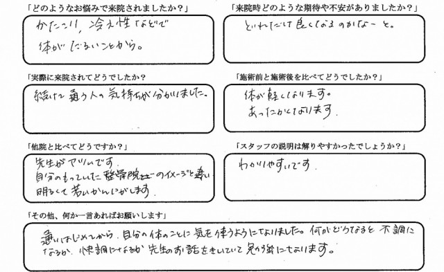 アンケート用紙